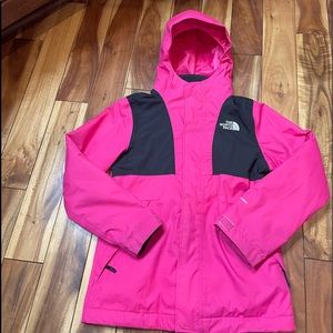 Girls North Face Winter Jacket- 3in1- Size:7-8 Pink and Black